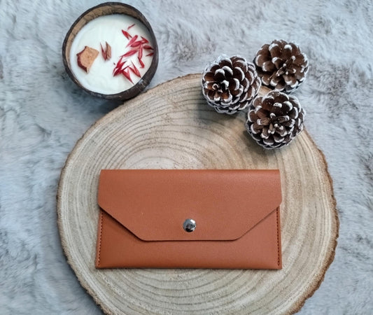 Pochette en cuir Camel