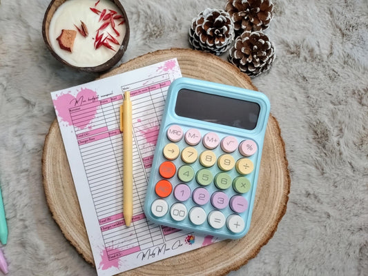 Calculatrice thème bleu aux touches colorées
