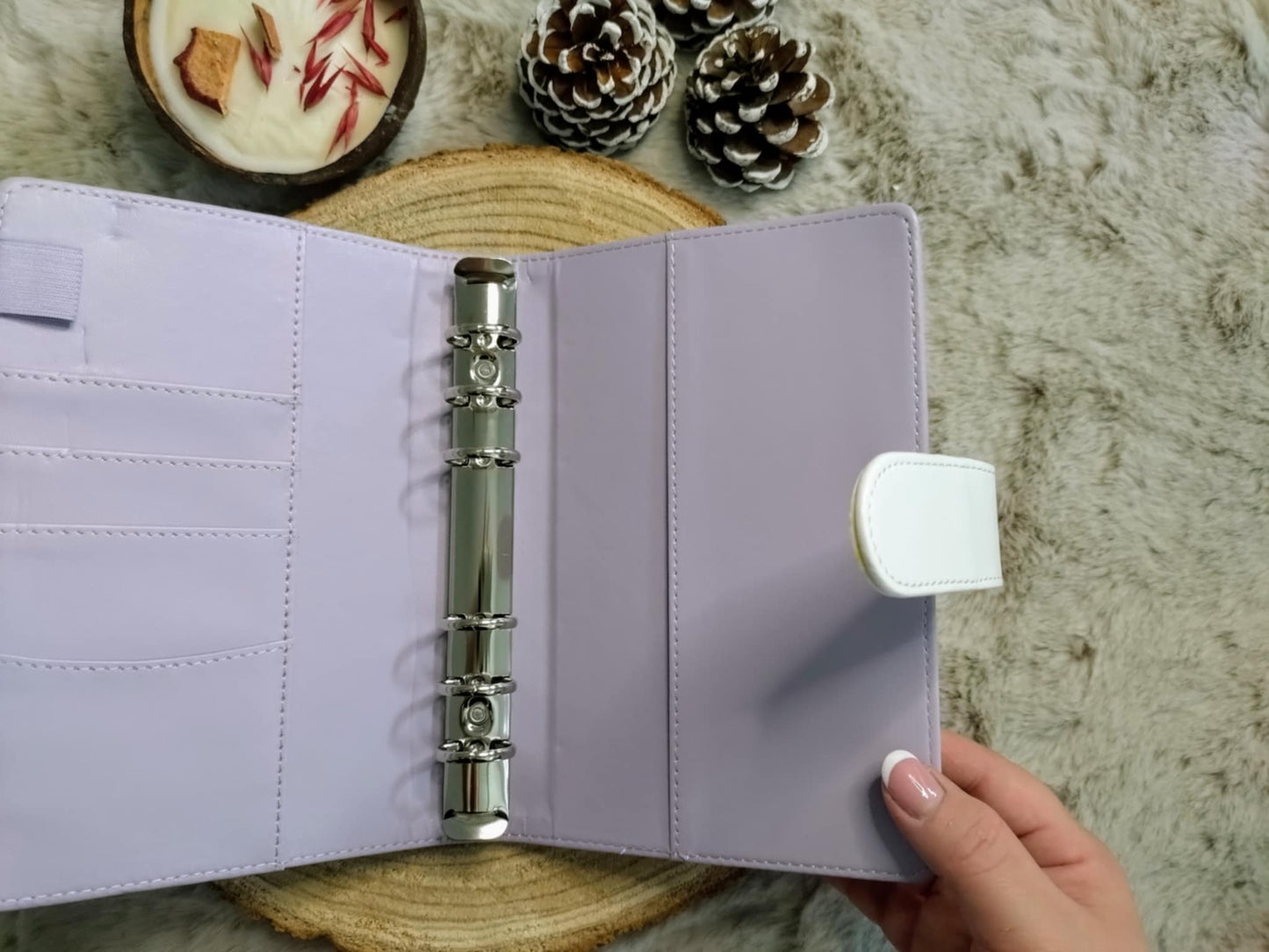 Classeur A6 Violet Texturé Floral
