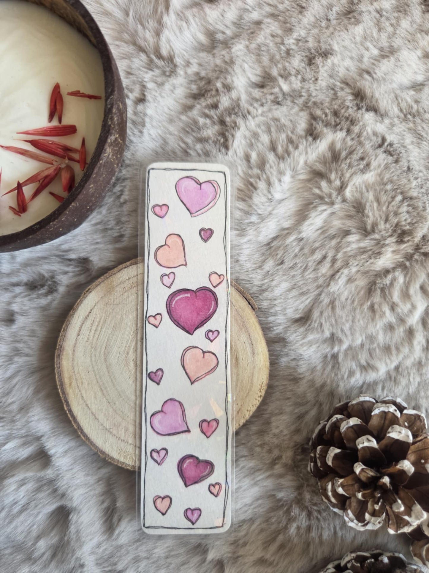 Marque-page fait main à l’aquarelle "L'amour"