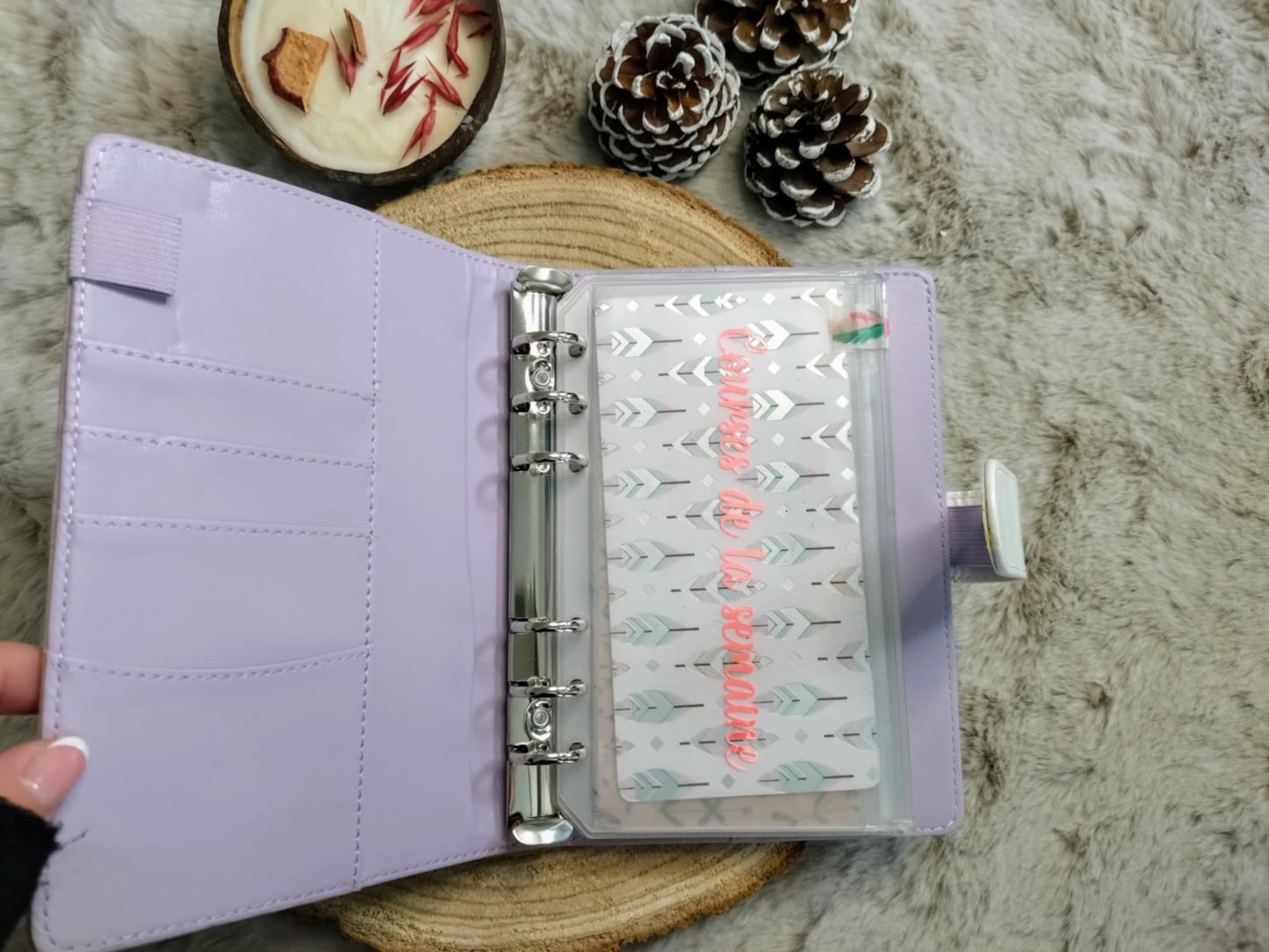 Classeur A6 Violet Texturé Floral