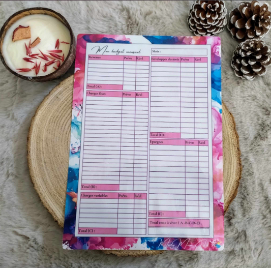 Feuille de Budget Mensuel Plastifiée - Simplicité & Réutilisable