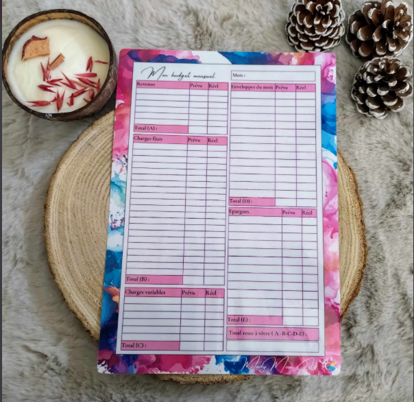 Feuille de Budget Mensuel Plastifiée - Simplicité & Réutilisable
