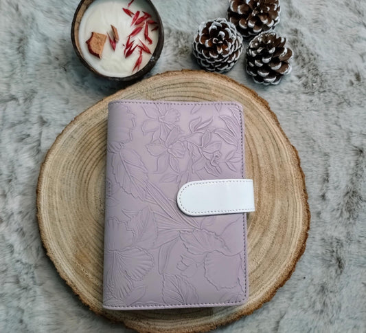 Classeur A6 Violet Texturé Floral