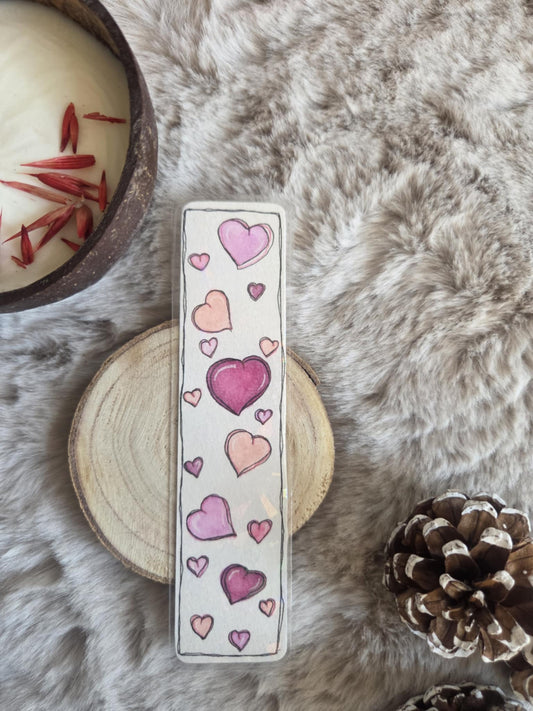 Marque-page fait main à l’aquarelle "L'amour"
