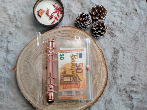 Classeur A6 transparent rose gold